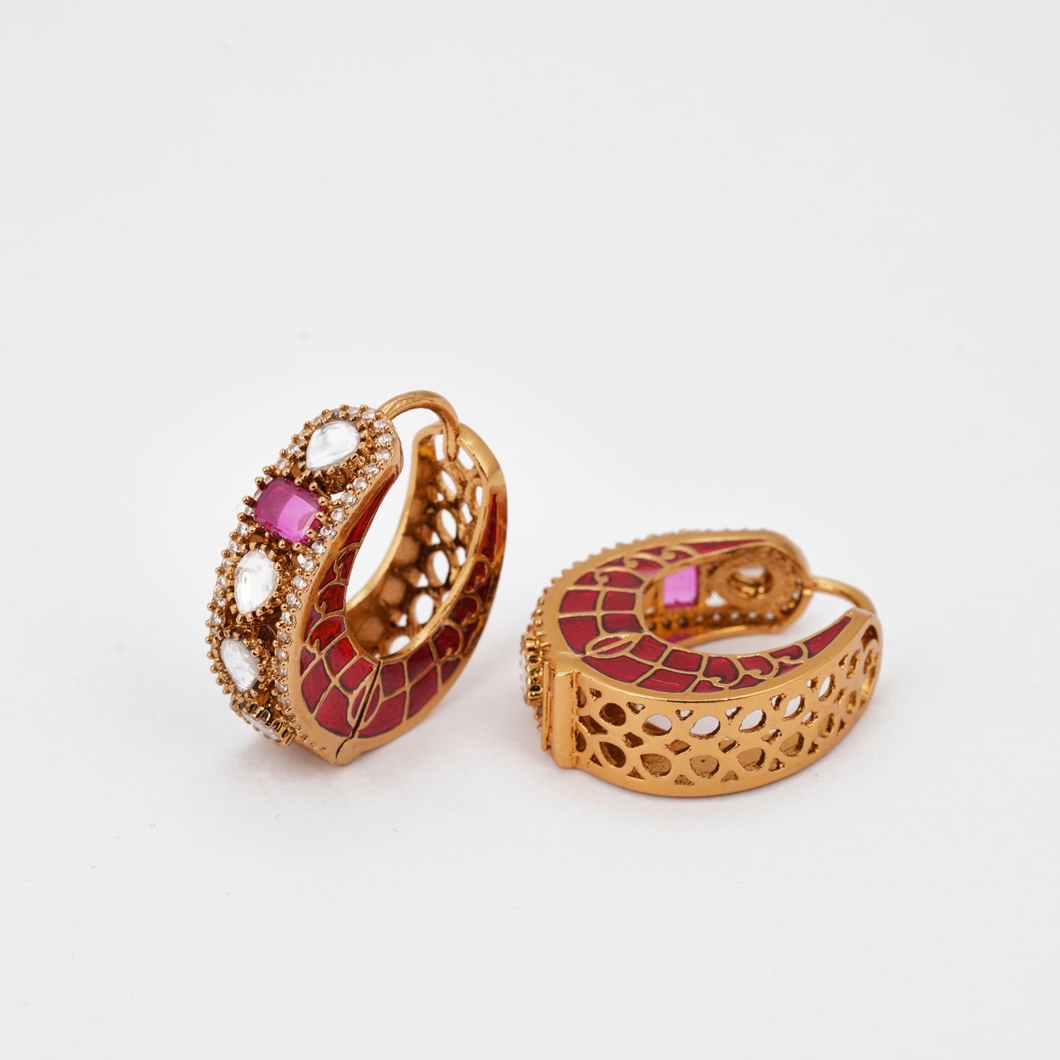 Polki Meenakari Hoop earring