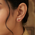 Gold Red Ruby Stone earring