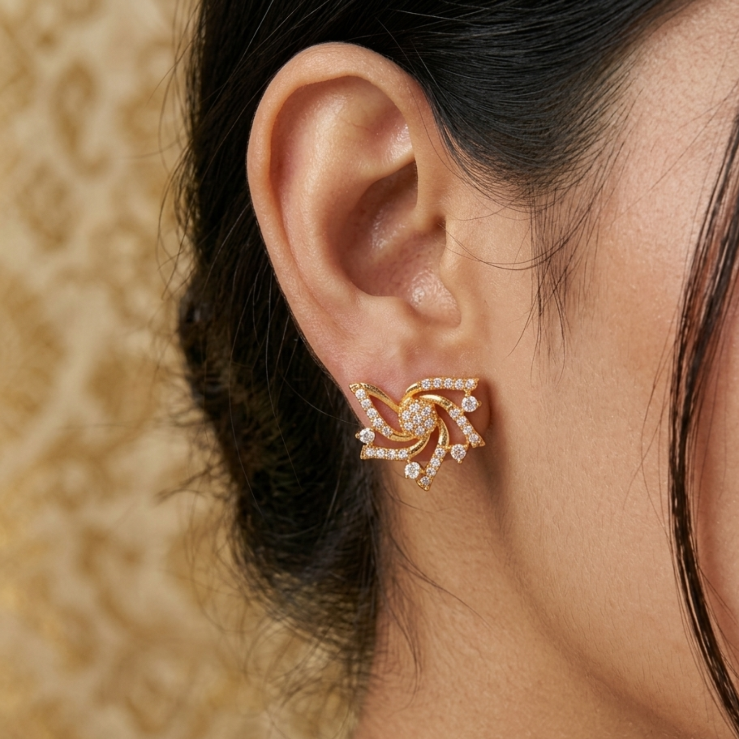 Gold Statement Daimond earring