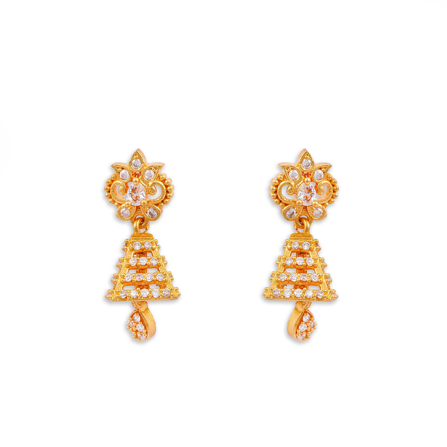Kisona 22k Gold-Plated Handcrafted Kundan & Enamel Peacock Design Jhumka Earring