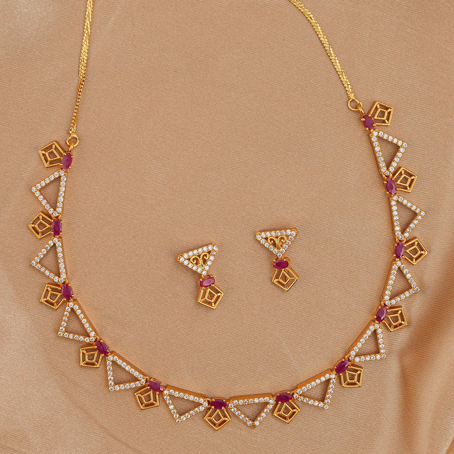 American Diamond Zirconia Necklace Set