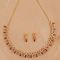 Festive Gold Beaded Floral Necklace Set