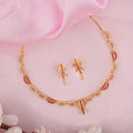 Golden Beaded Traditional Long Necklace Set