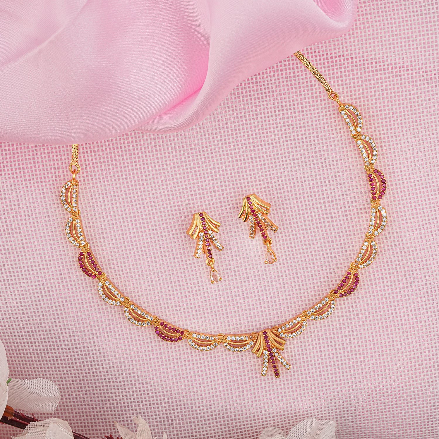Golden Beaded Traditional Long Necklace Set