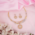 Gold Plated Brass Gold Zircon Crescent Necklace Set