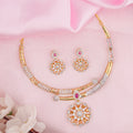 Dazzling Red Gold Plated Short Necklace Set