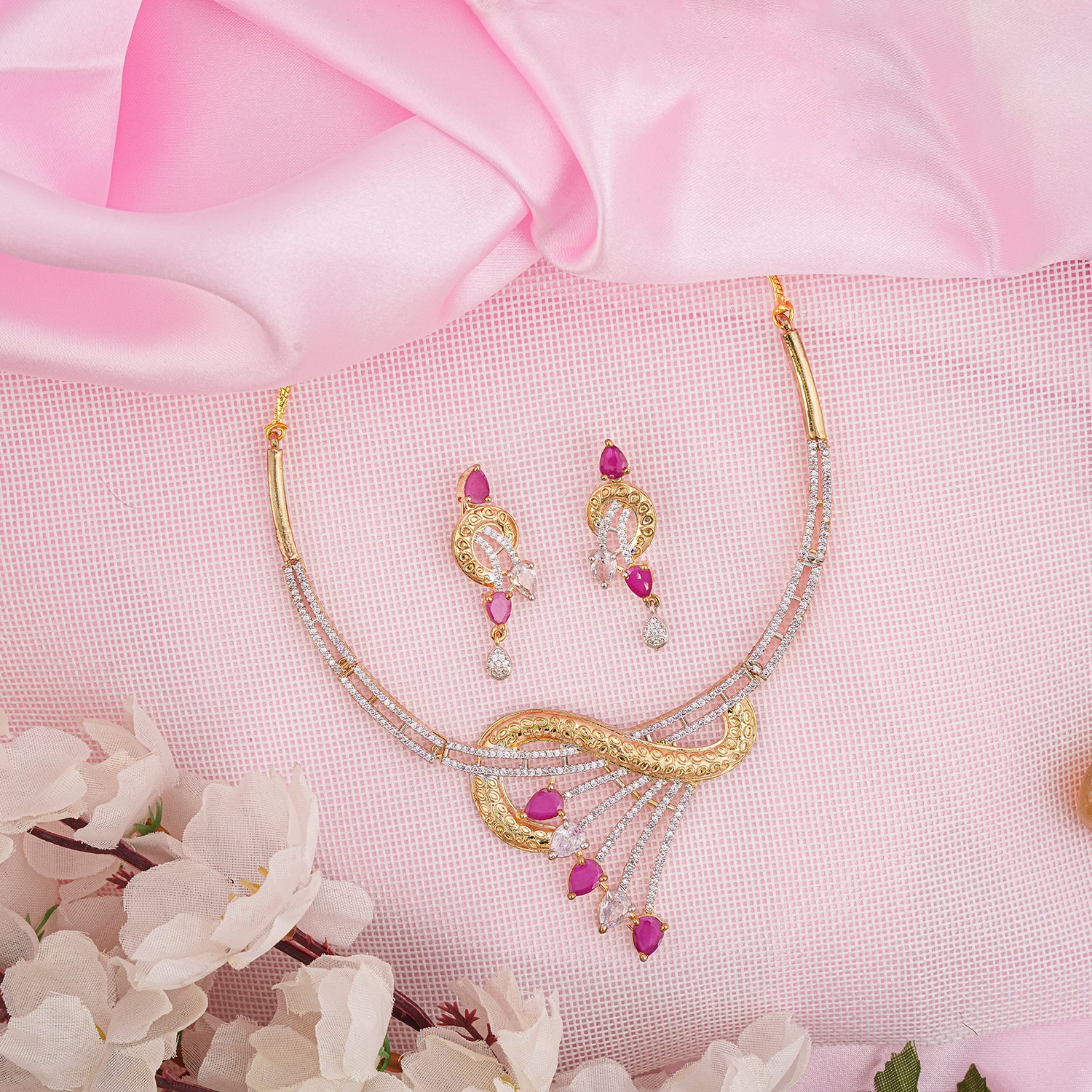 Festive Gold Kundan-Enamel Statement Necklace Set