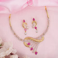American Diamond Zirconia Ruby Drops Necklace Set