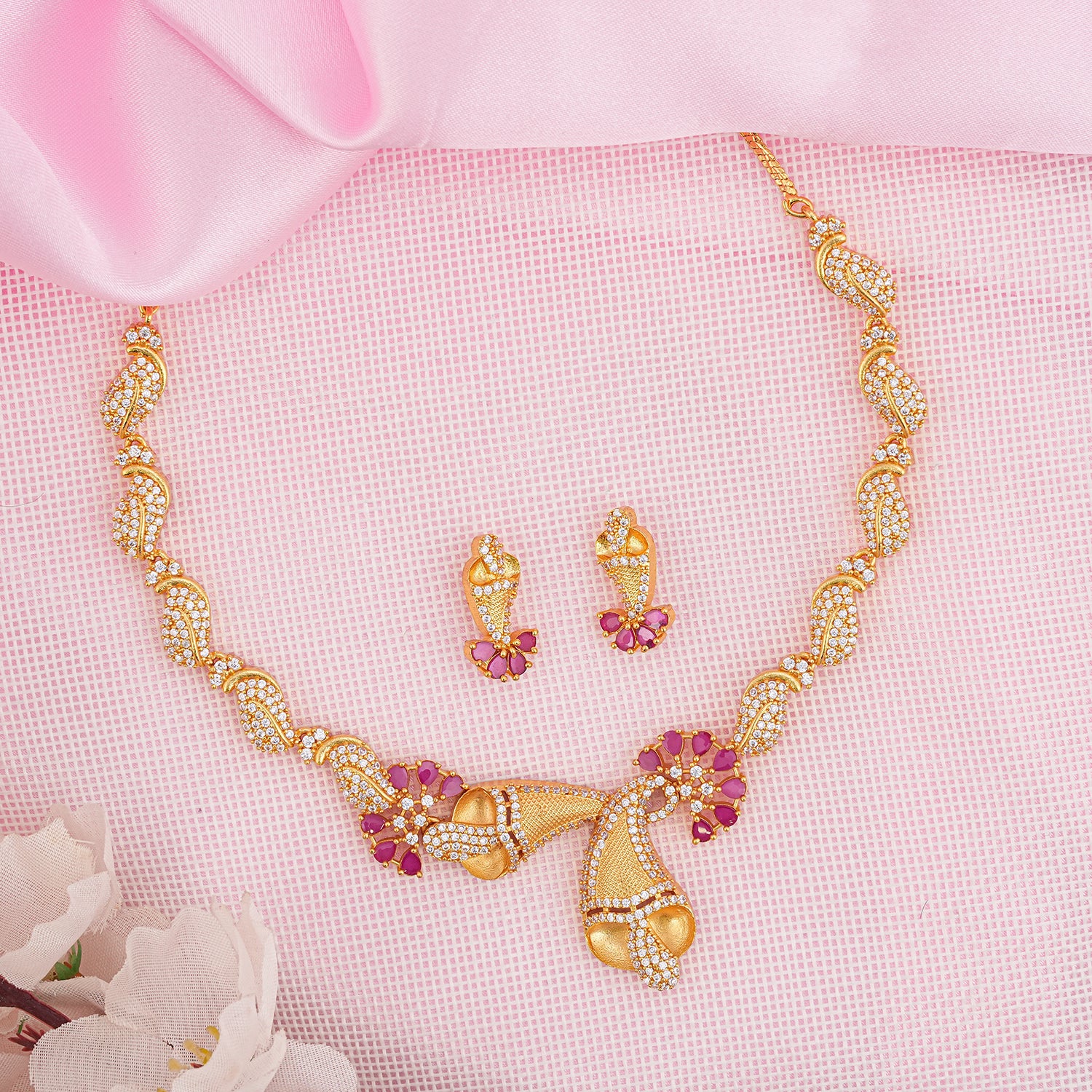 Festive Gold Kundan-Enamel Statement Necklace Set