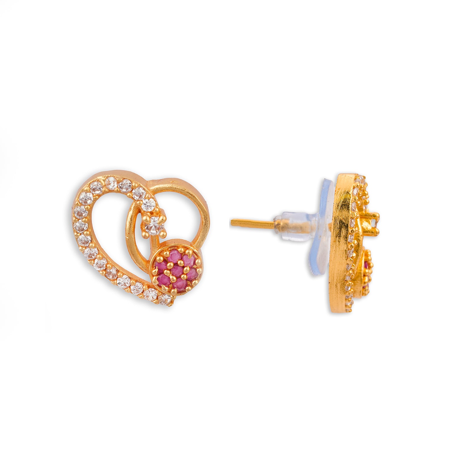 Heart red stone earring