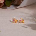 Heart Gold red stone earring