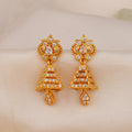 Kisona 22k Gold-Plated Handcrafted Kundan & Enamel Peacock Design Jhumka Earring