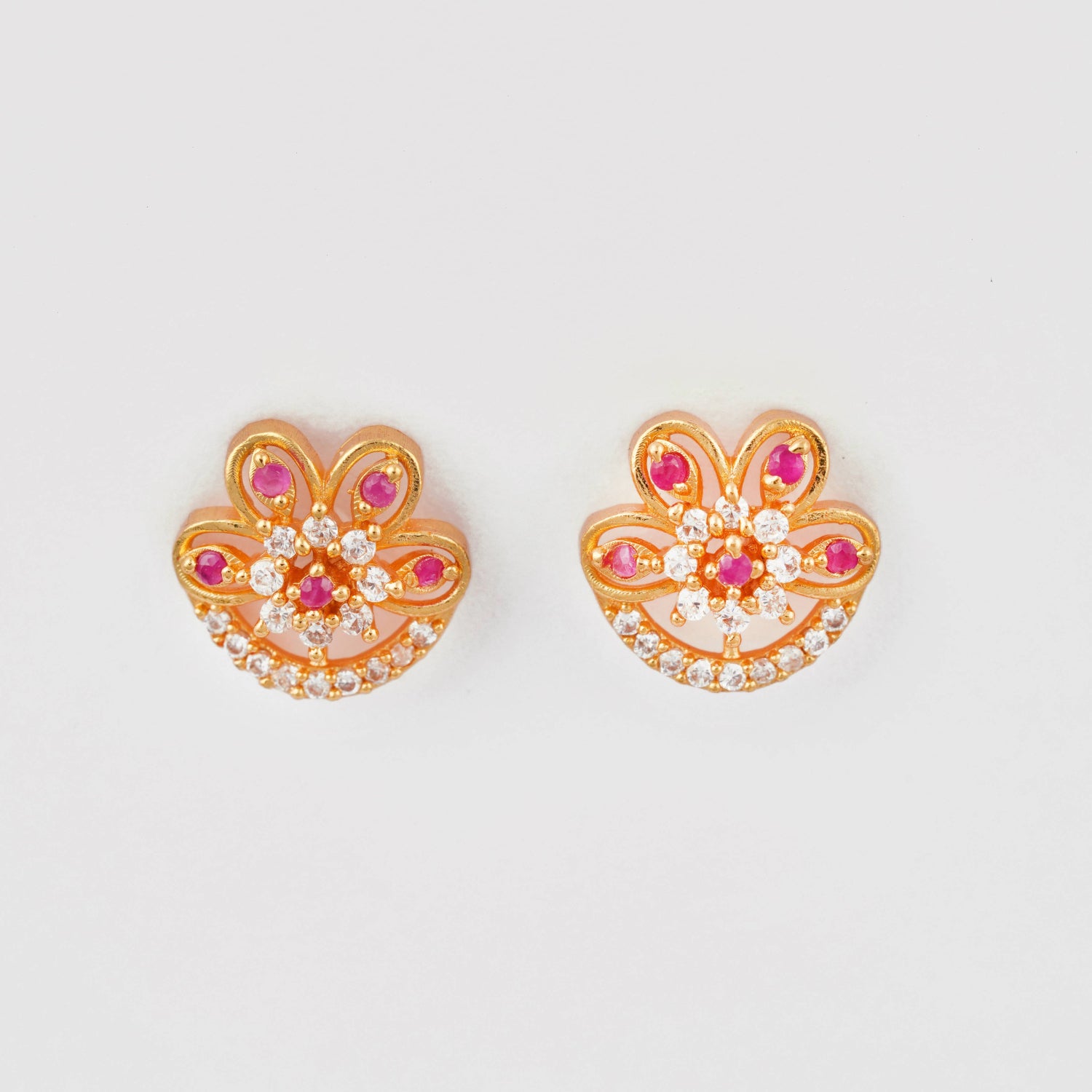 Floral Red Ruby Stone earring