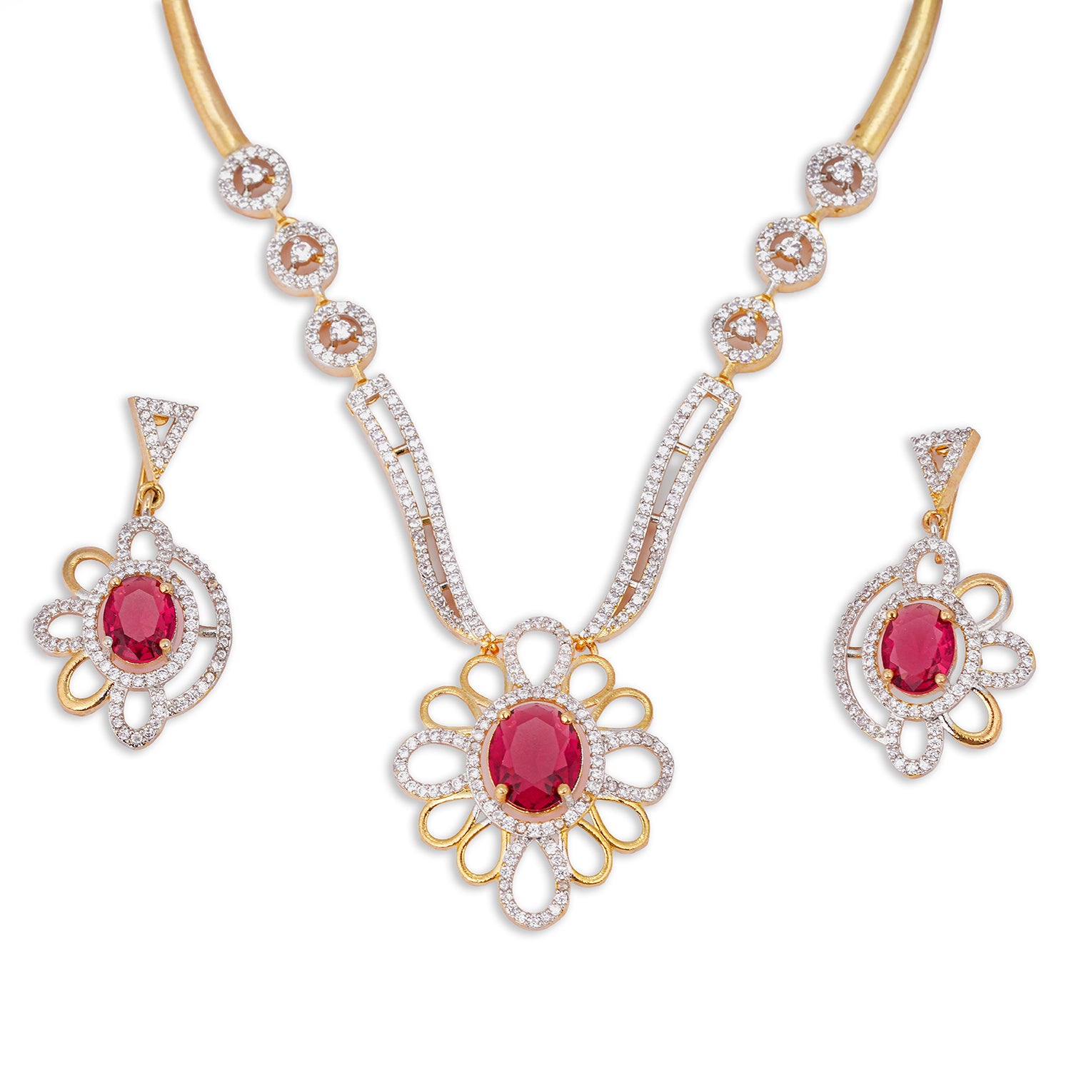 Ruby Glow Diamond Necklace Set